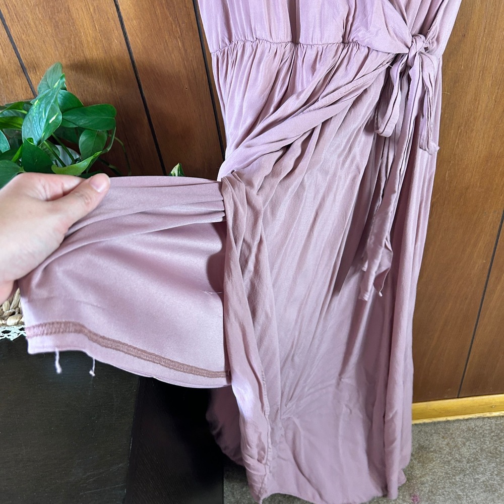 Jodifl Womens Small Pink Embroidered Floral Wrap High Low Maxi Dress Boho Rose - Picture 8 of 13